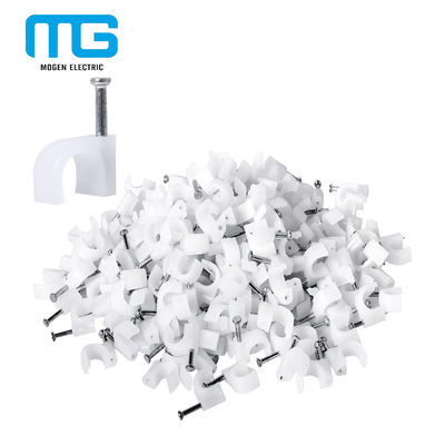 Çin 200 Pack Nail In Cable Clips / Cat6 Circle Cable Nails Tack Clips 7mm White Tedarikçi